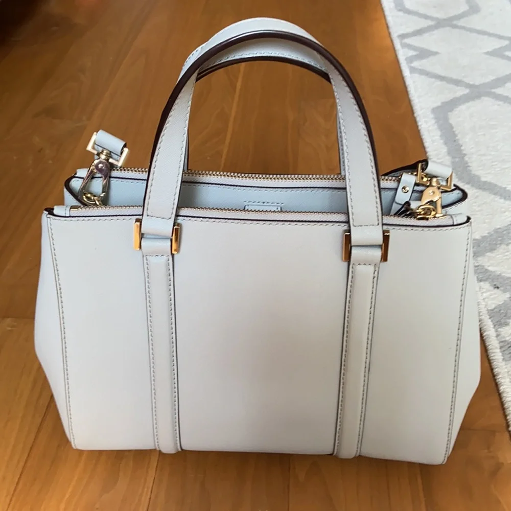 kate spade Cream and Light Blue Structured Satchel